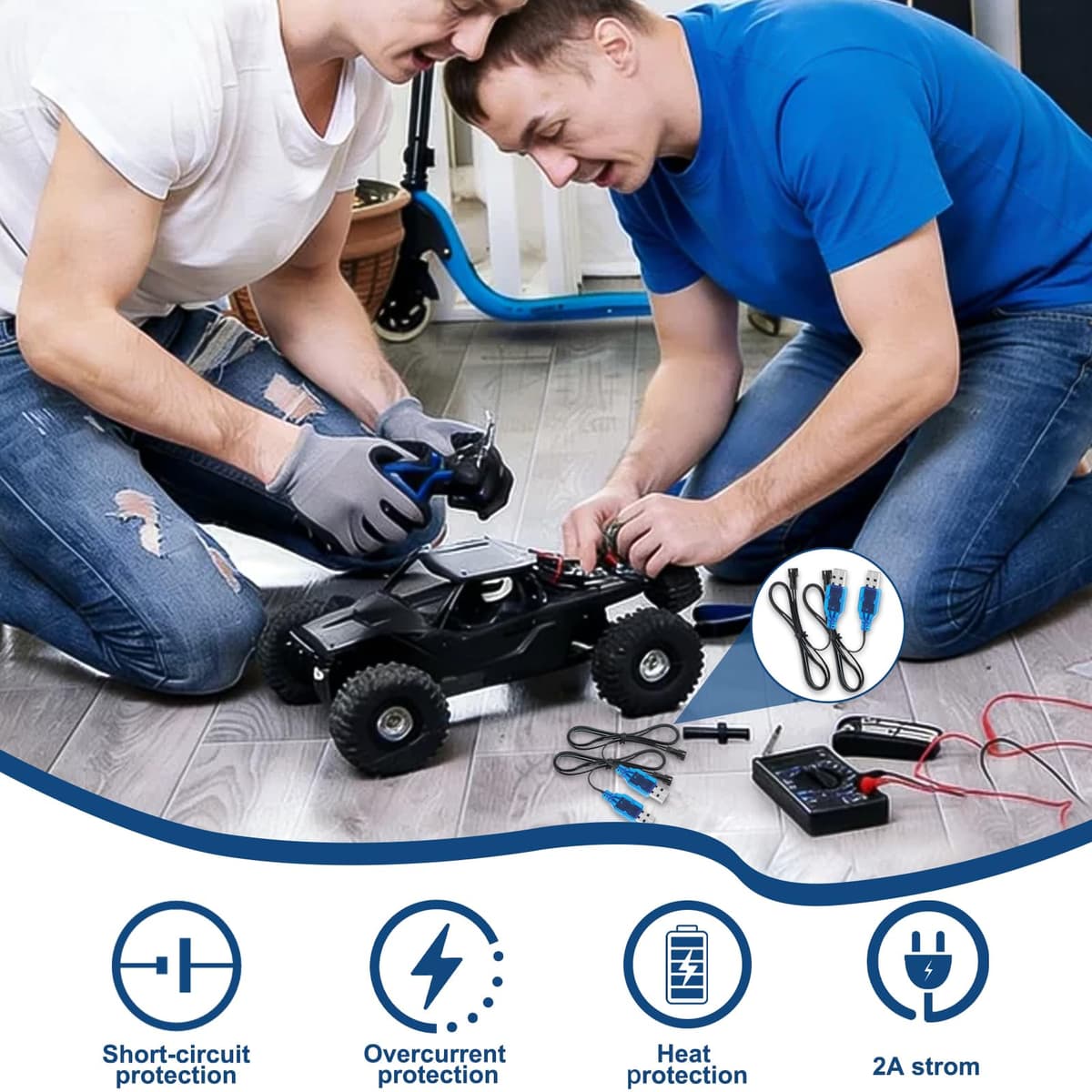 2 Piezas Cargador USB con SM-2P, Cable de Cargador USB 3.7V para Baterías Li-Ion/LiPo, para Drones, Coches, Barcos, Juguetes RC, con Protección contra Sobrecarga y LED Indicador de Carga — view 4