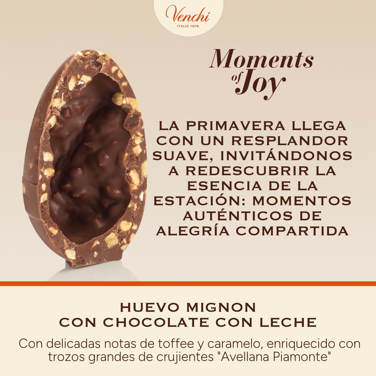 Venchi - Huevo de Chocolate Mignon con Leche y Avellanas, 70 Gr, con Granillo Grueso de "Avellana Piamonte", Sin Gluten, Colección de Pascua Venchi, Idea de Regalo — view 4