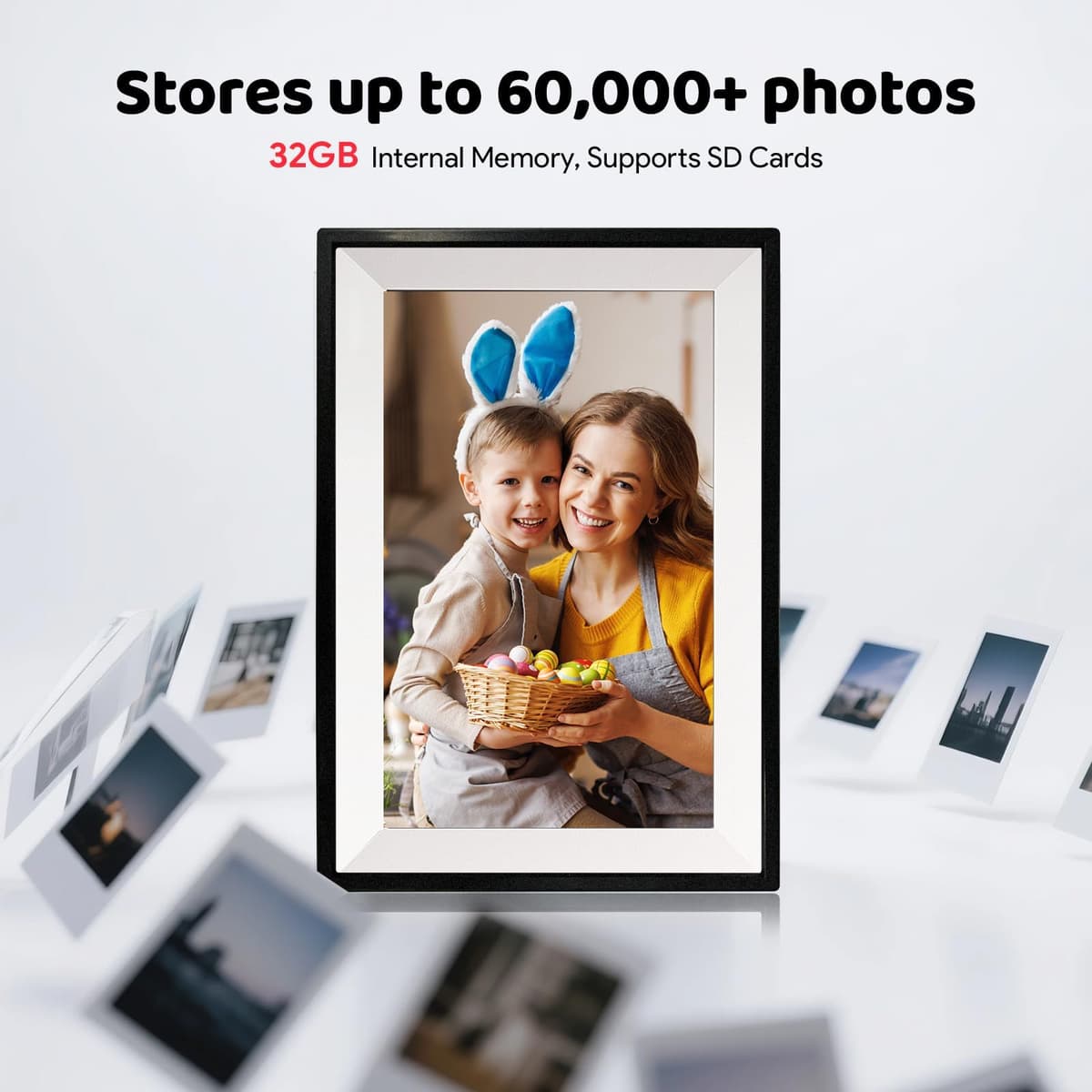 Frameo WiFi Digital Photo Frame 10.1 Inch 32GB Memory, 1280x800 HD IPS Touch Screen Electronic Wifi Digital Picture Video Frame, Auto-Rotate, Share Moments Instantly via Frameo App — view 5