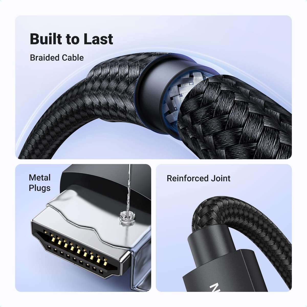 UGREEN HDMI 2.1 Cable 10K 8K 4K 1440P@240/165/144/120Hz eARC HDR Ultra High Speed 48Gbps HDCP 2.3 Dolby Atmos Vision Compatible with PS5/4 Xbox Series S/X Soundbar TV Gaming Monitor Laptop PC DVD(2M) — view 6