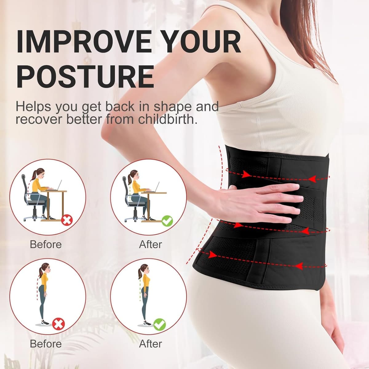Trendyline Postpartum Belly Wrap for Women: Abdominal Binder Post Surgery Postpartum Belly Band Post Partum Binder - C Section Recovery Belt Post Partum Support Girdle Stomach Hysterectomy Belly Band — view 6