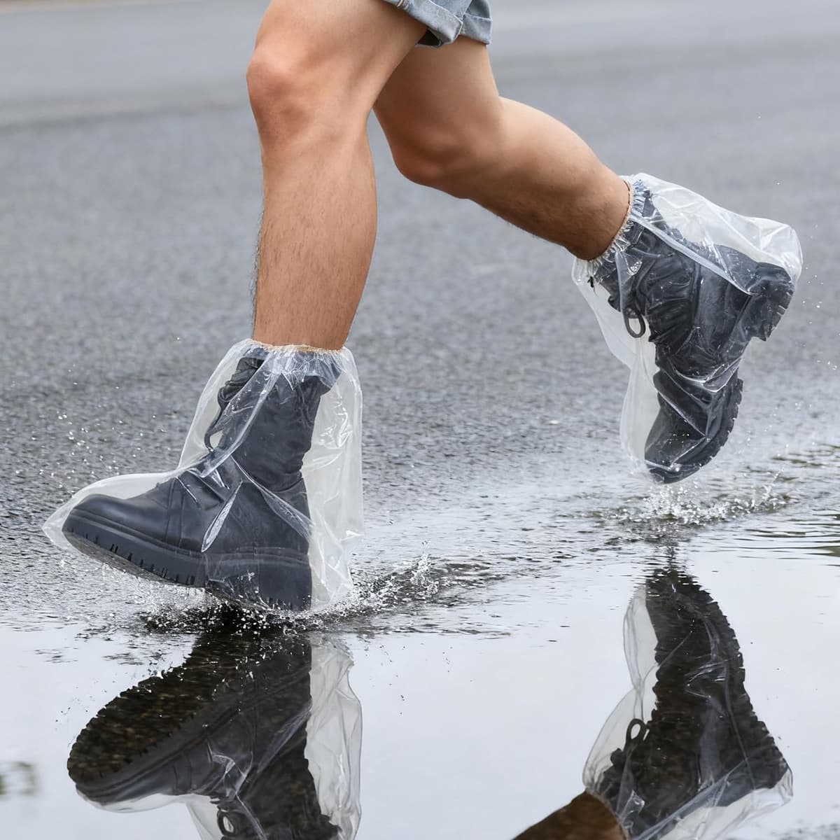10 Pairs PE Waterproof Shoe Covers for Rain,Rain Shoe Covers,Disposable Rain Boots Covers,Indoor Outdoor Overshoes for Men and Women (Transparent)