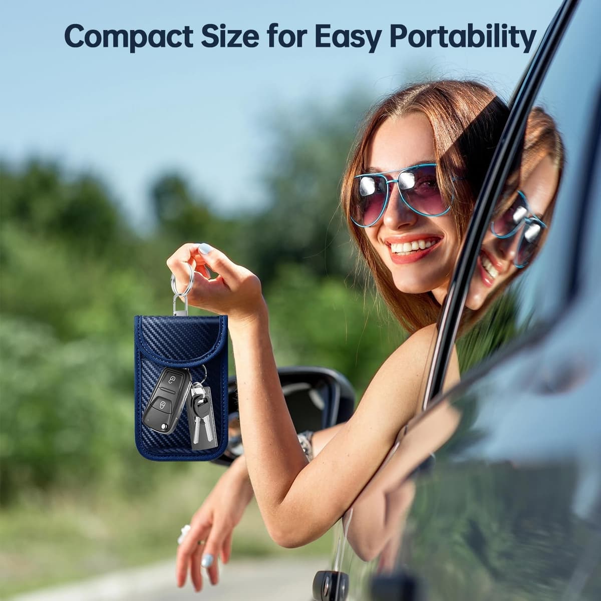 Faraday Pouch for Car Keys, Pack of 2 Anti-Theft RFID Key Fob Protection Bag with 4 Pack Key Rings for Car Security, Keyless Entry Car Keys Case, M, Blue Blue M — view 6