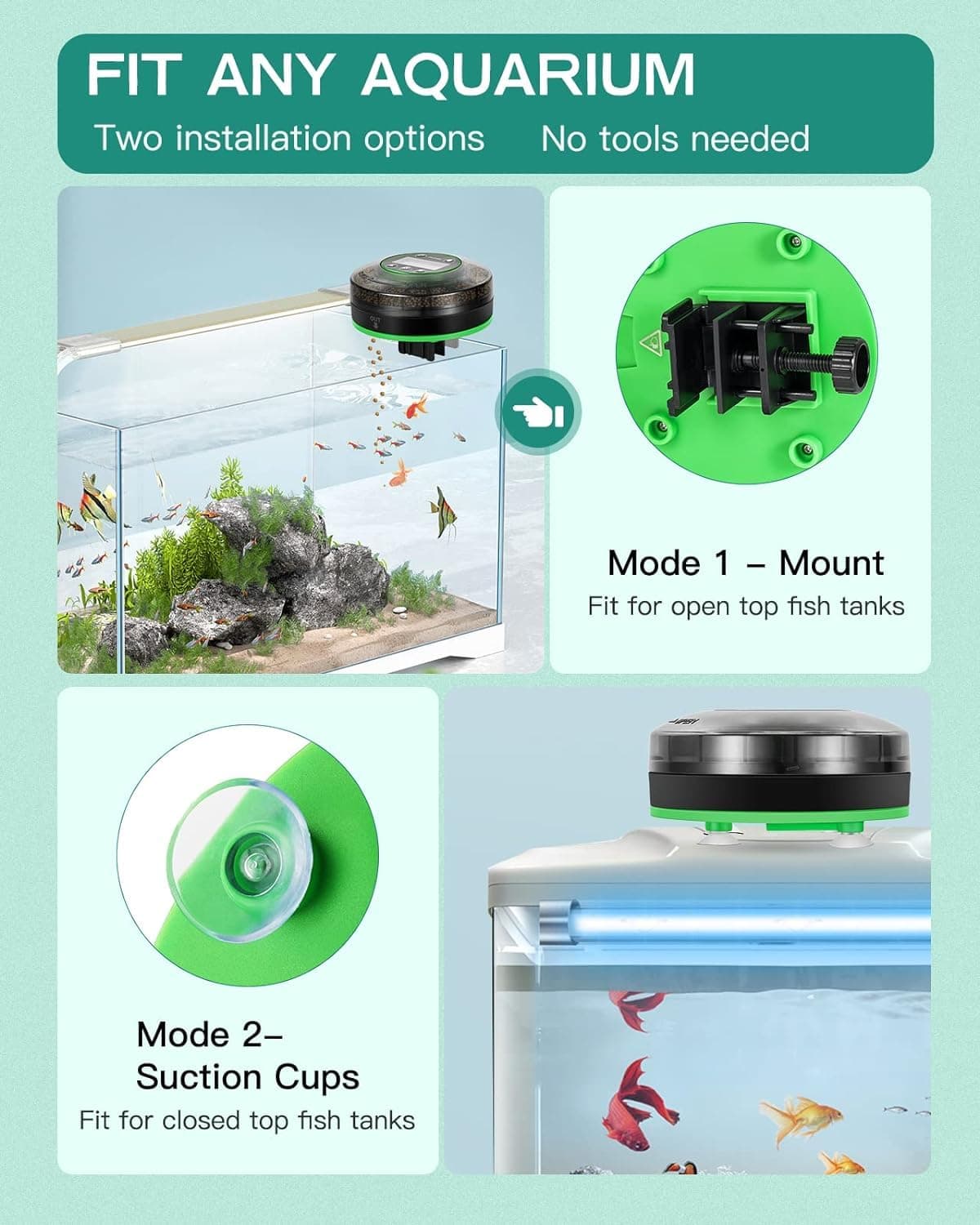 Alimentador Automático de Peces para Acuario, Dispensador Automático de Comida con Temporizador, Alimentador con Temporizador Recargable, con Cable USB, Pantalla LCD — view 3