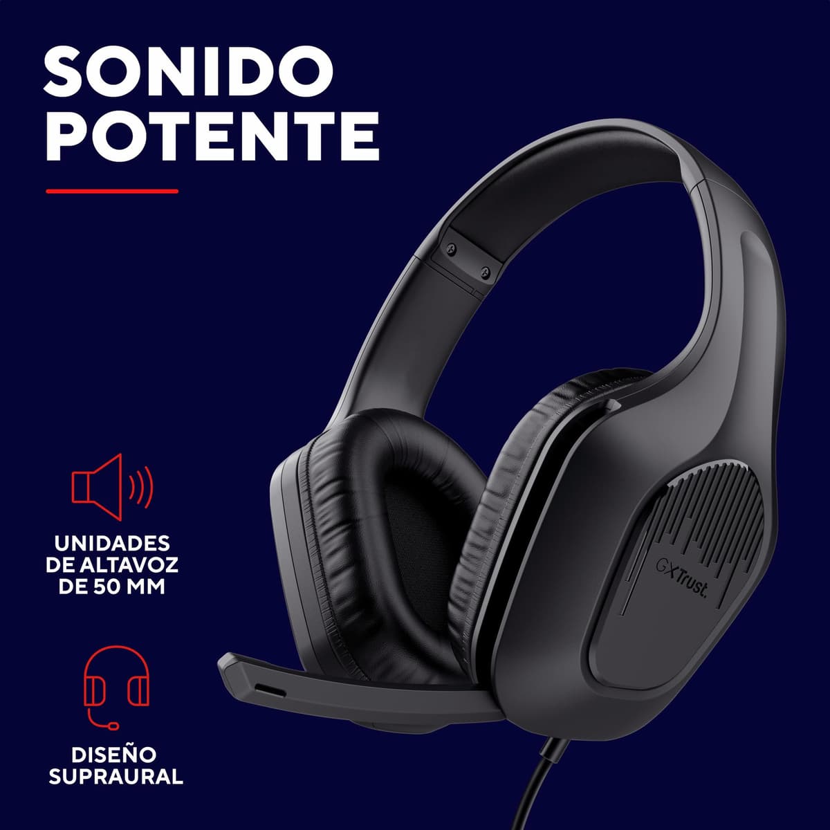 418 Rayne Lightweight Gaming Headset for PC Xbox PS4 PS5 Switch Mobile, 50mm Drivers, 3.5mm Connection, Foldable Microphone, 2m Over-Ear Wired Headphones, Black — view 5