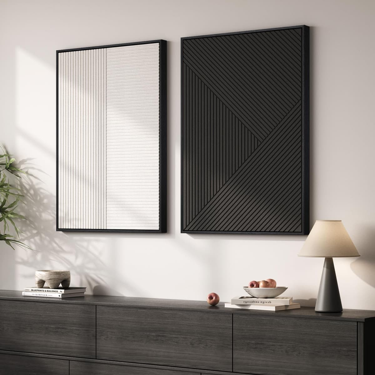 Large 3D Textured Framed Abstract Wall Art for Living Room, 3 Piece Modern Paintings Artwork for Walls, Black White Brown Geometric Sandstone Texture Pictures for Hallway Office Home Decor 24x36 In — view 52