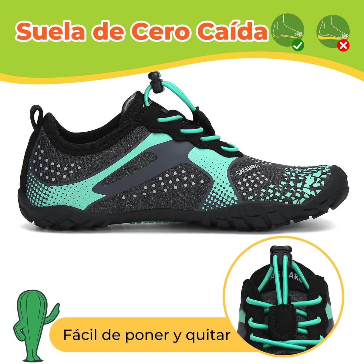 SAGUARO Barefoot Zapatillas Minimalista Comodas Zapatillas de Trail Running per Niños Niñas, Gr.24-36 — view 4