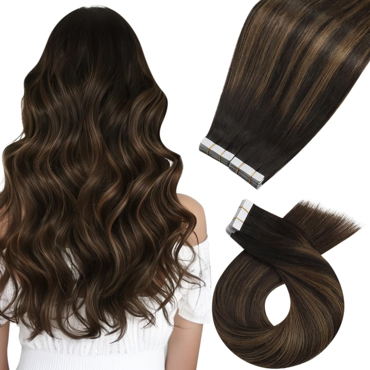 Moresoo Tape in Human Hair Extensions 20 Inch Highlight 50g/20pcs Tape in Hair Extensions Human Hair Ash Blonde with Platinum Blonde #P18/613 — view 30