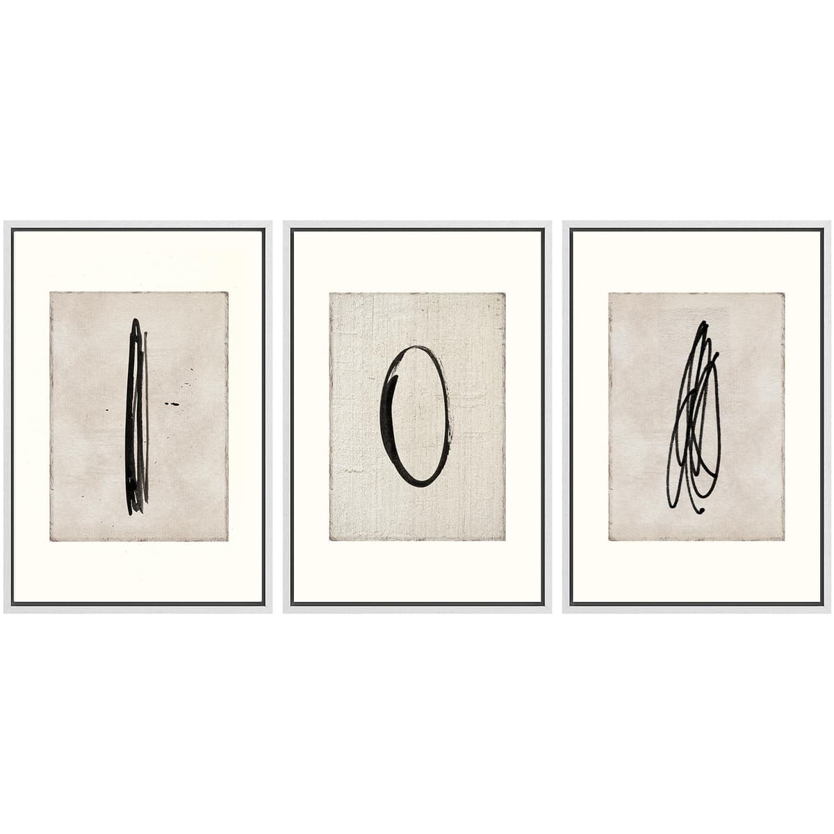 SIGNWIN Framed Canvas Print Wall Art Set Blue White Grunge Geometric Pattern Abstract Shapes Cozy Neutral Decorative Contemporary Minimal for Living Room, Bedroom, Office - 24"x36"x3 Natural — view 47