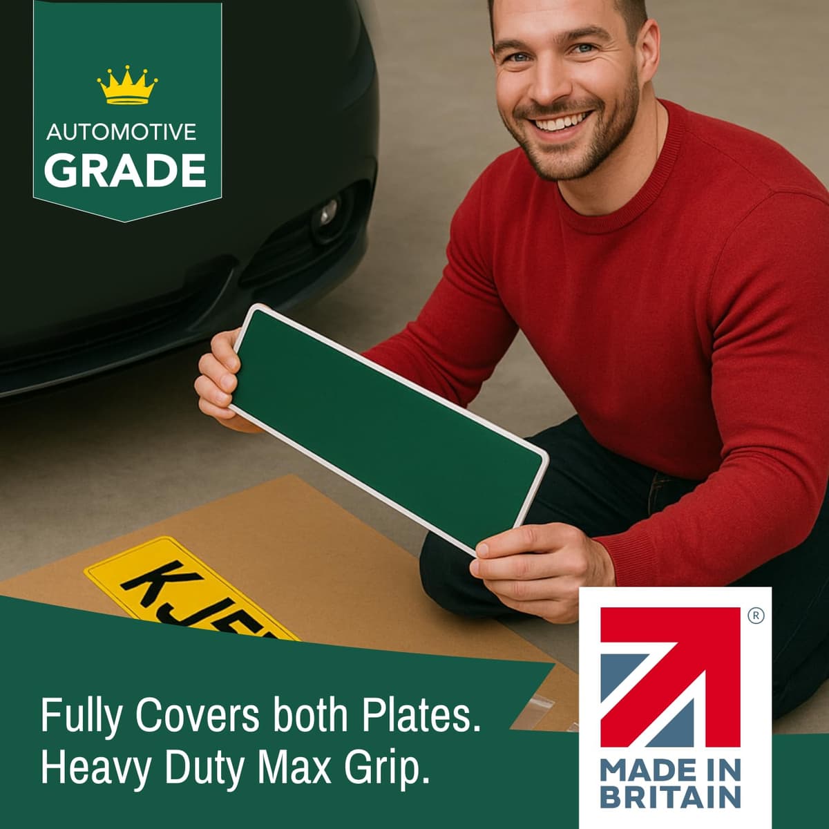 Tiger Tape® UK Made. Heavy Duty Max Hold Number Plate Roll | Fully Covers 2 x UK License Plate. Extra Strength Automotive Grade Adhesive. Ultimate High Performance Grip | Fits all UK Vehicles Full Coverage Roll (2 Plates)