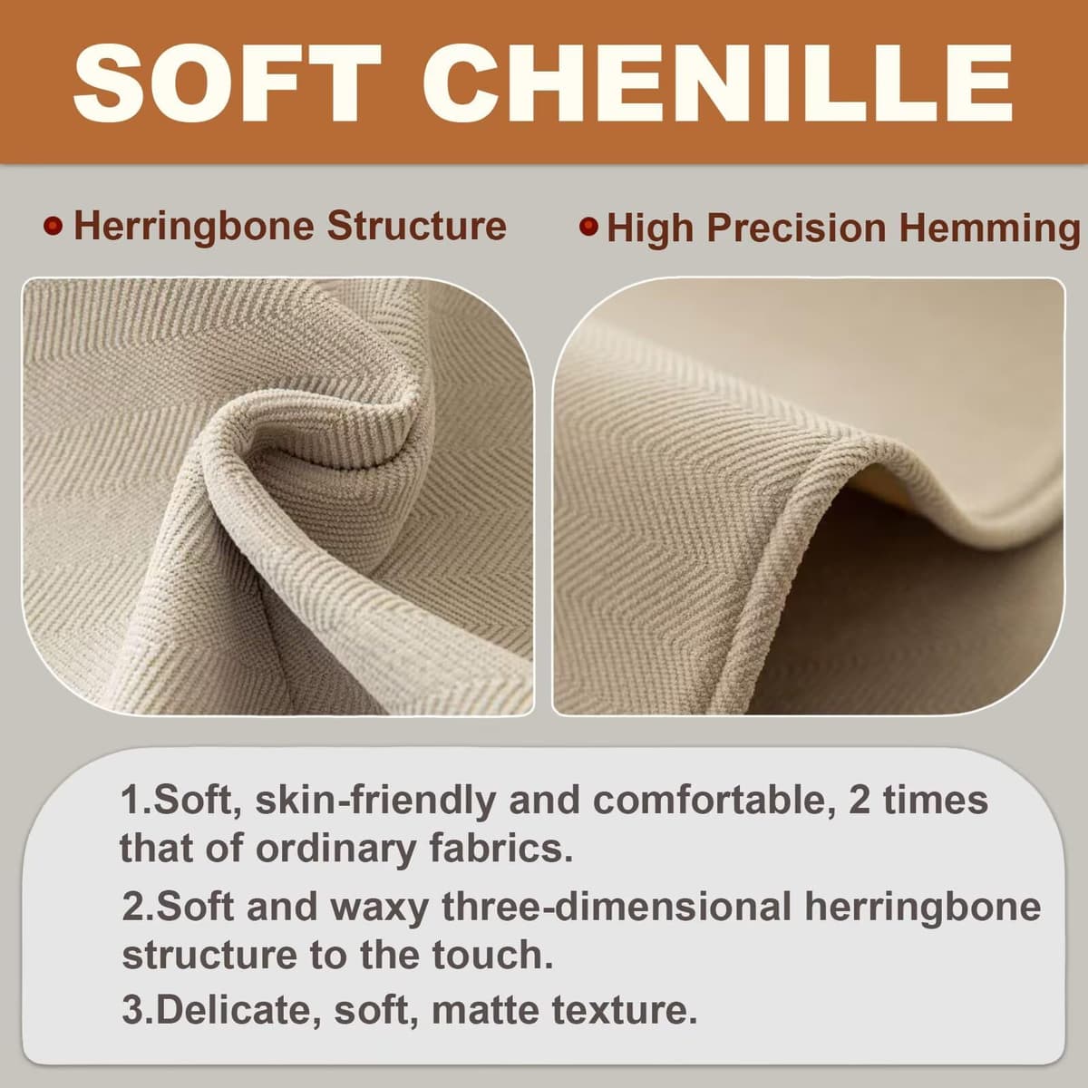 L Shape Couch Protector, Universal Non-Slip Furniture Cover, Dog Sofa Cover - Milk Tea Colored Chenille Fabric, 90 * 240CM — view 2