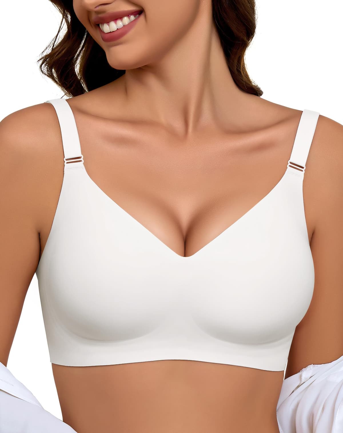 Sujetador sin Aros Mujer, Sujetador Reductor Push Up con Relleno Cómodo Sujetadores Mujer sin Aro Sostenes de Mujer Talla Grande Sujetador Invisible Diario Bralette sin Costuras — view 8