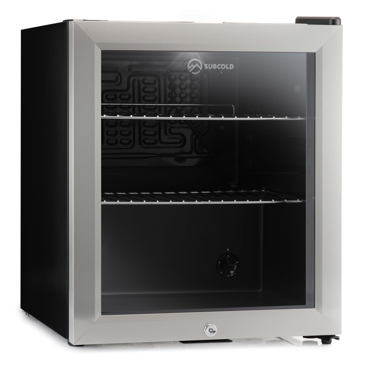 Subcold Super50 LED – Mini Fridge | 50L Beer, Wine & Drinks Fridge | LED Light + Lock and Key | Energy Efficient (Stainless Steel) — view 4