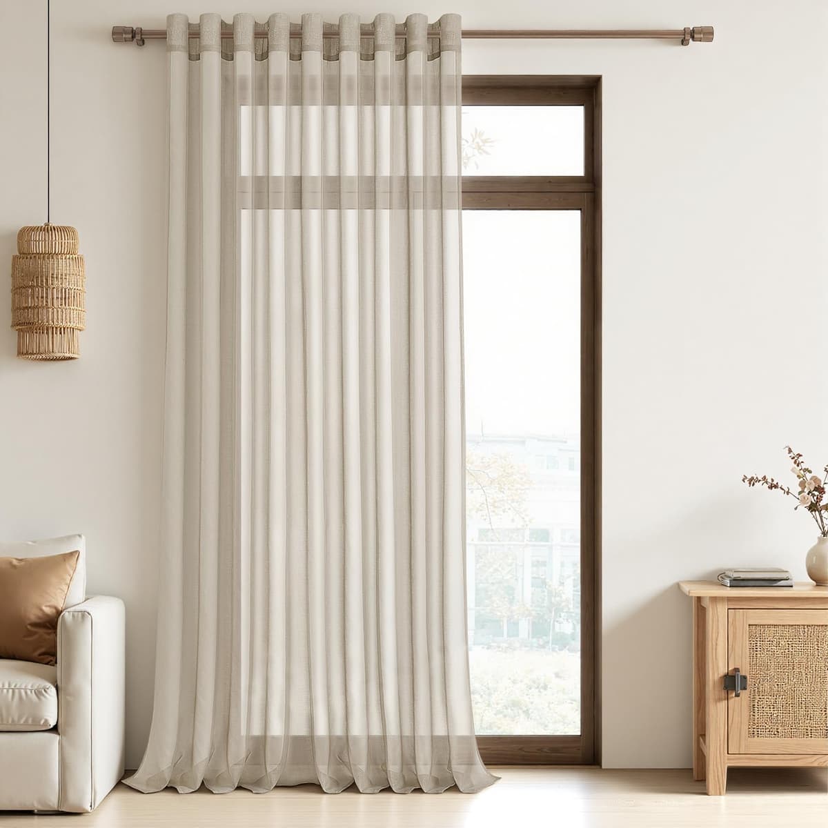 MRTREES Cortina para Ventana Dormitorio Translúcidas Visillos Paneles para Ventanas Sala para Niños Sala Comedor 2 Piezas 140×245cm Blanco — view 15