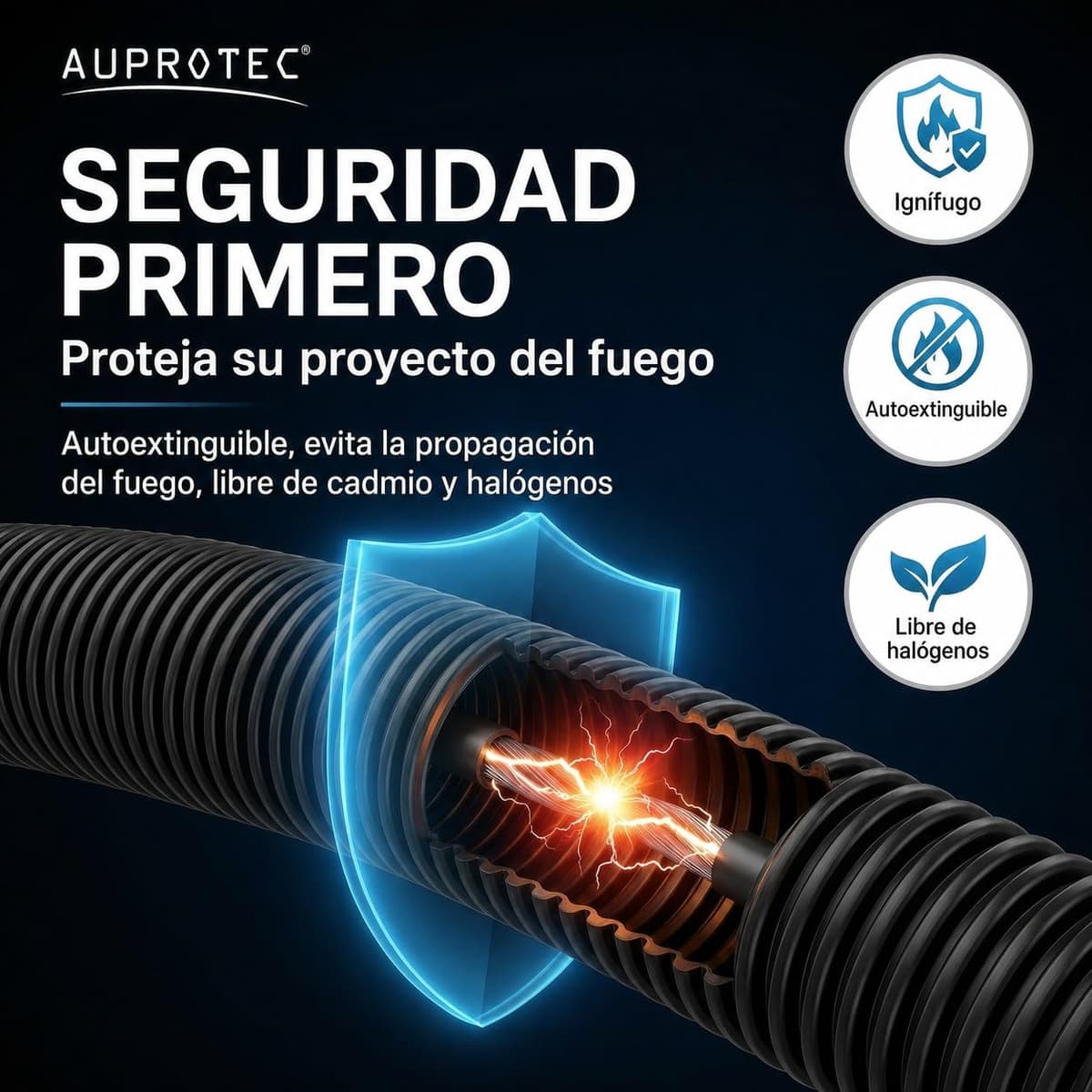 AUPROTEC Tubo Corrugado ranurado 2 a 50 m/Tubo de conducción ranurado/Resistente a los Rayos UV/Manguera Protectora de Cables Negro - Diámetro Interior 19 mm, Longitud 2m — view 2