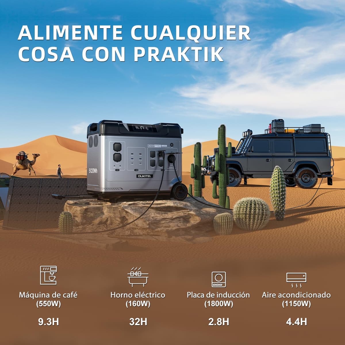 OUKITEL P5000 Pro Estacion de Energia Portatil 4000W, 5120Wh Generador Solar, Batería LiFePO4, Carga Rápida en 2.2 h, 15 Porte, Power Station para Camping, Caravana y Emergencias — view 5