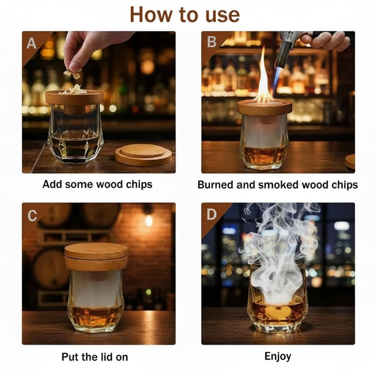 Kit Ahumador para Whisky - Set con 8 Aromas de Madera y Piedras para Whisky - Accesorios Bar para Cócteles y Regalo Hombre Padre y Novio — view 5