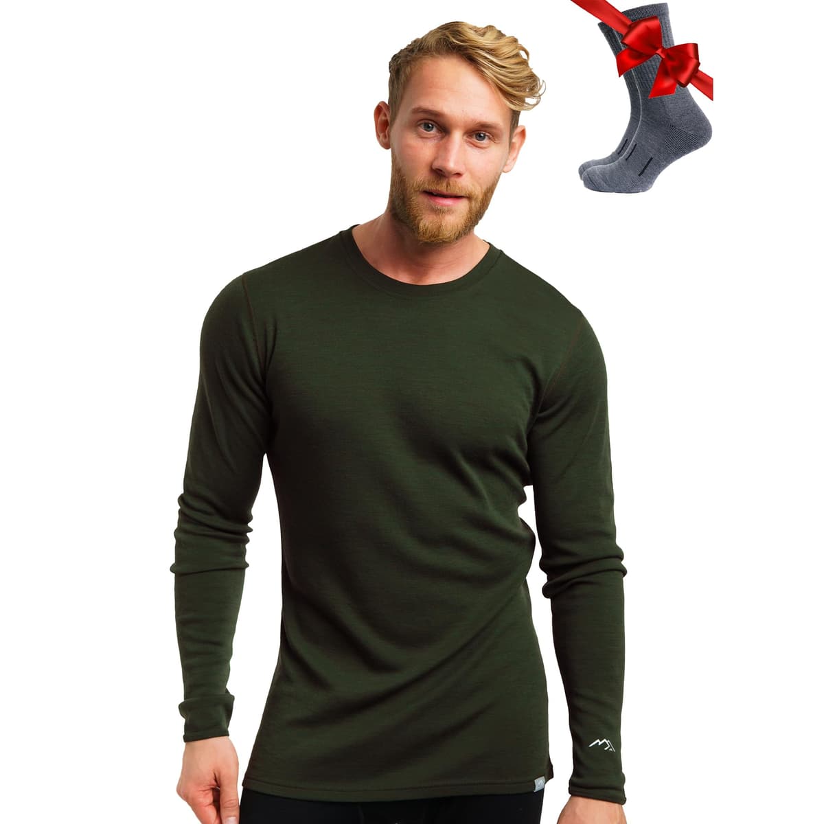 Merino.tech Camiseta Lana Merino Hombre - Deportiva Ropa Térmica 100% Lana Merino Ligero, Medio, Pesado con Calcetines