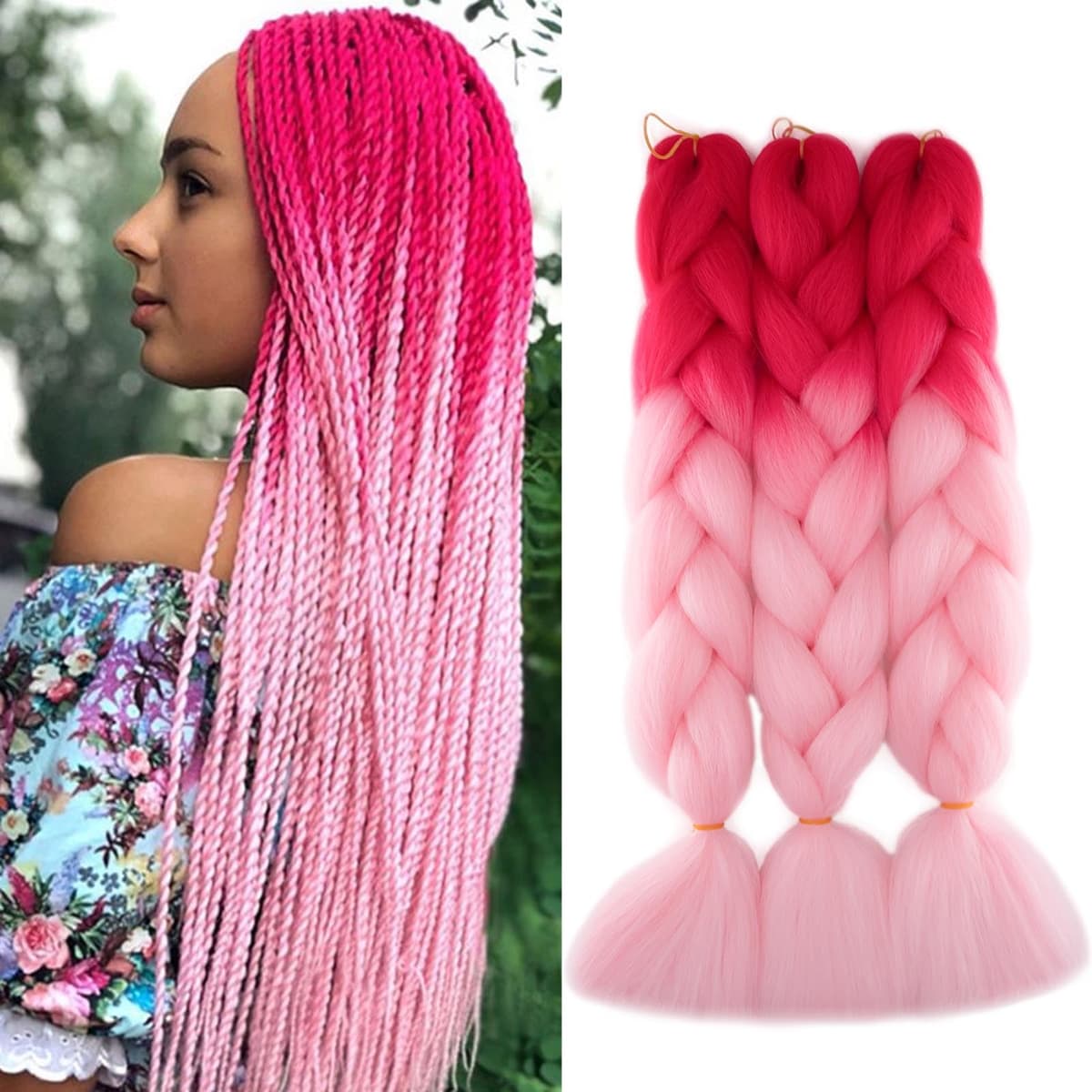 60cm Extensiones de Pelo Trenzas Africanas Castaño Oscuro Extensiones para Trenzas Africanas 1 pcs 100g Kanekalon Pelo para Trenzas Africanas Sintetico Extensiones de Trenzado Cabello Braiding — view 116