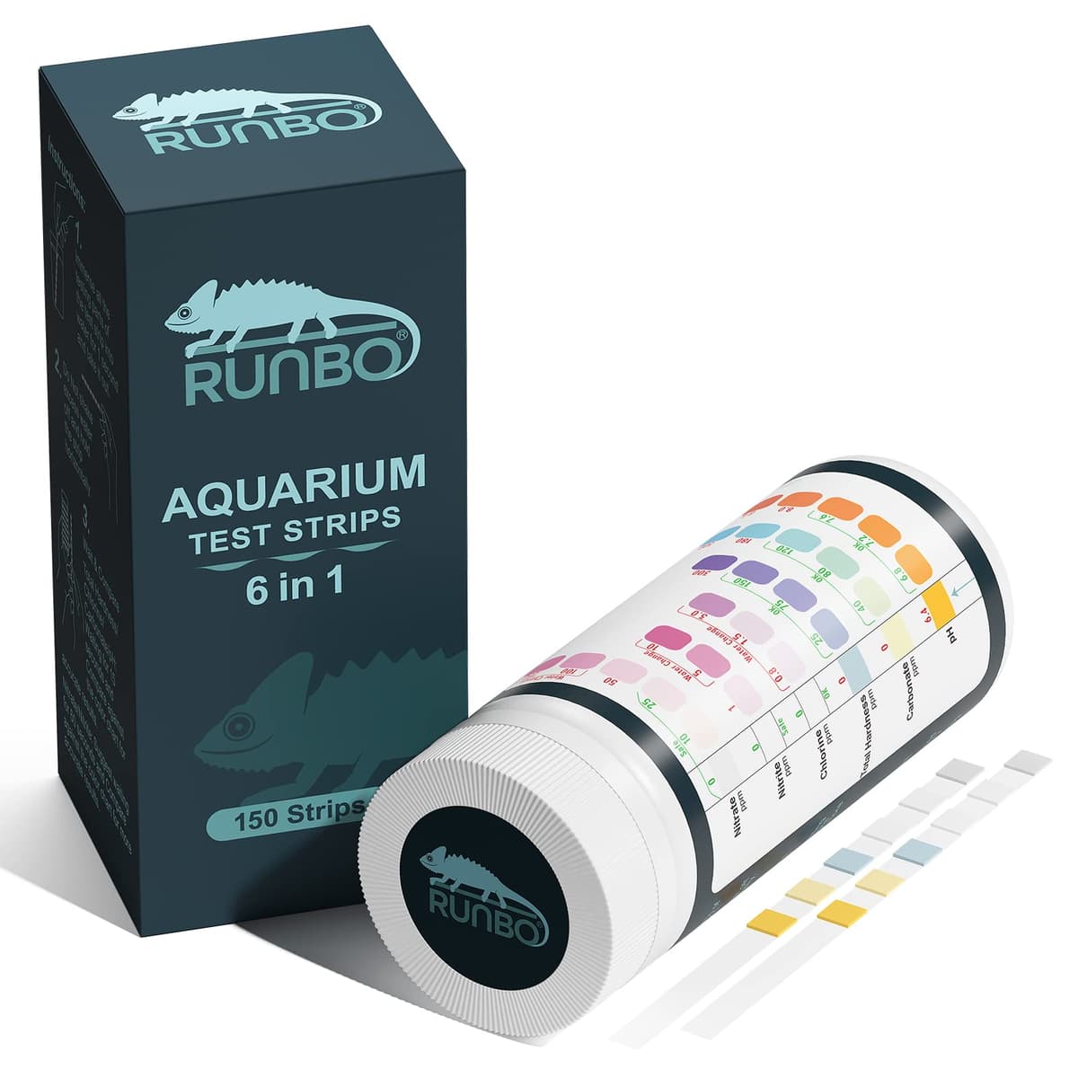 RUNBO Tiras de prueba 7 en 1 para acuario, 150 unidades, kit de prueba de acuario para estanque de peces de agua dulce, prueba precisa de la dureza total alcalinidad total carbonato nitrato nitrito — view 7