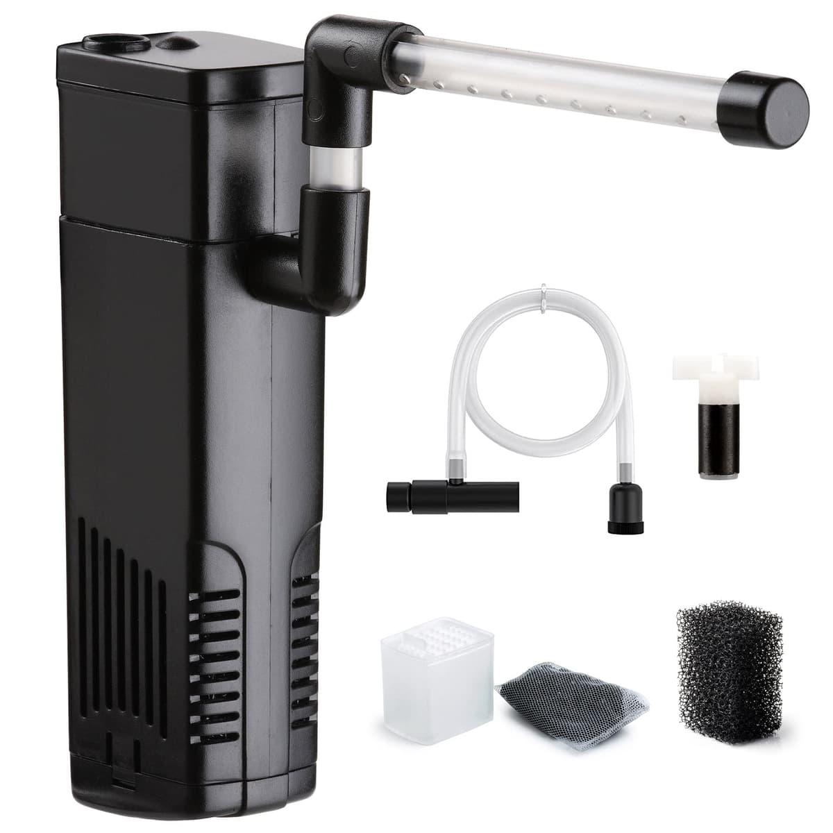 NICREW Filtro para Acuario 40 L, Filtro Acuario Interno con Carbón Activado de Flujo 200 L/H, Filtros Internos para Acuarios, 5 W