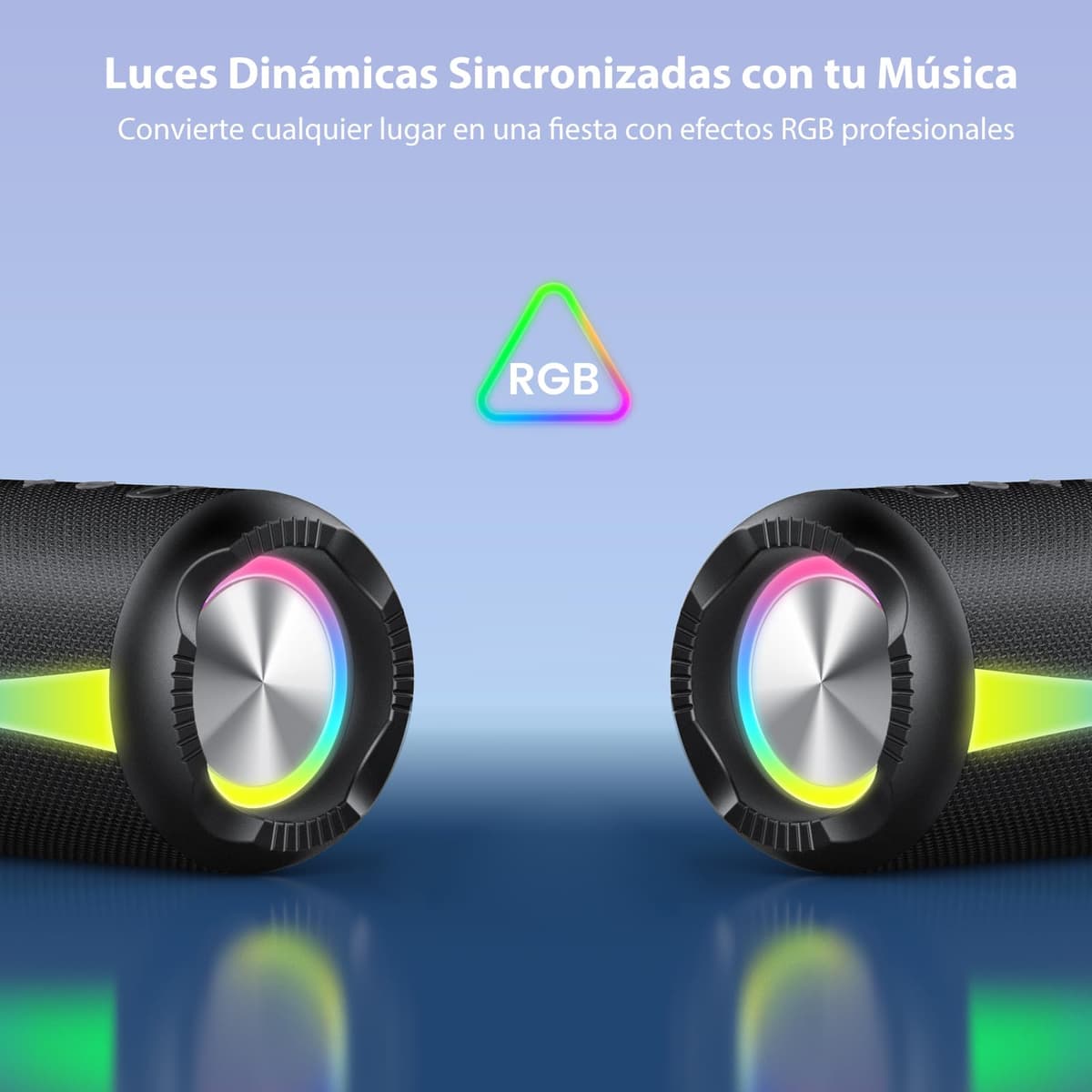 Altavoz Portátil 2026, Altavoz Bluetooth Potente con Bajos Mejorados, Hasta 20H de Reproducción, Altavoces Bluetooth 5.4 con Emparejamiento TWS, 7 Modos RGB, Ideal para Exterior, Fiestas y Viajes — view 4