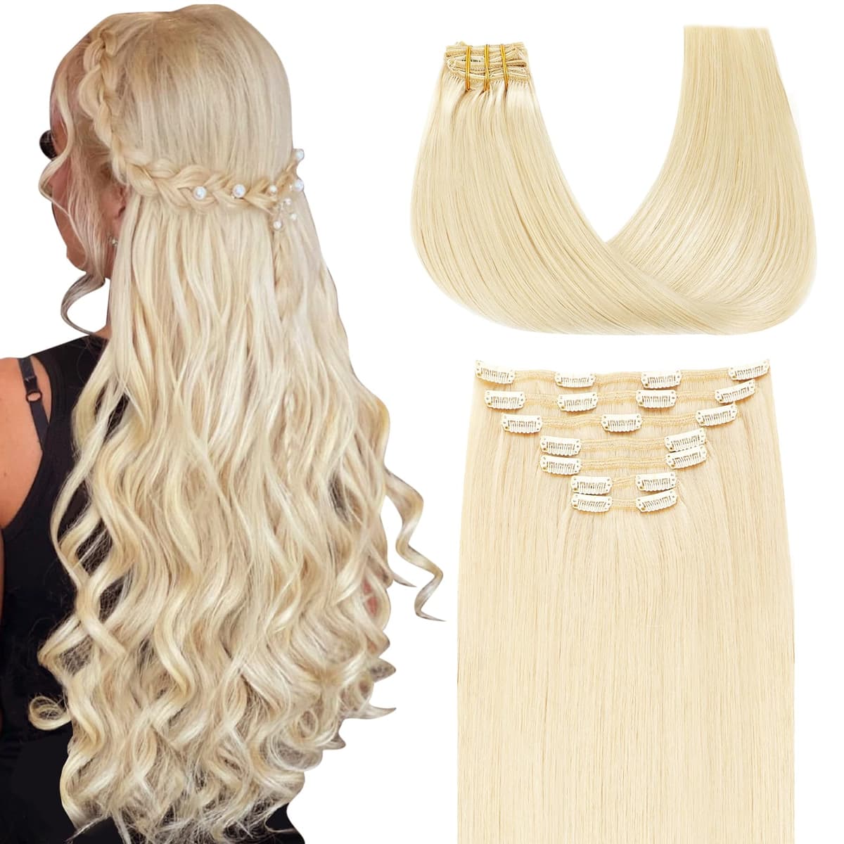 SURNEL Extensiones Clip Pelo Natural 100g 35cm 6 Piezas Castaño Chocolate Extensiones De Clip De Humano Real Extensiones Pelo Natural Remy (C#4-35cm) — view 18