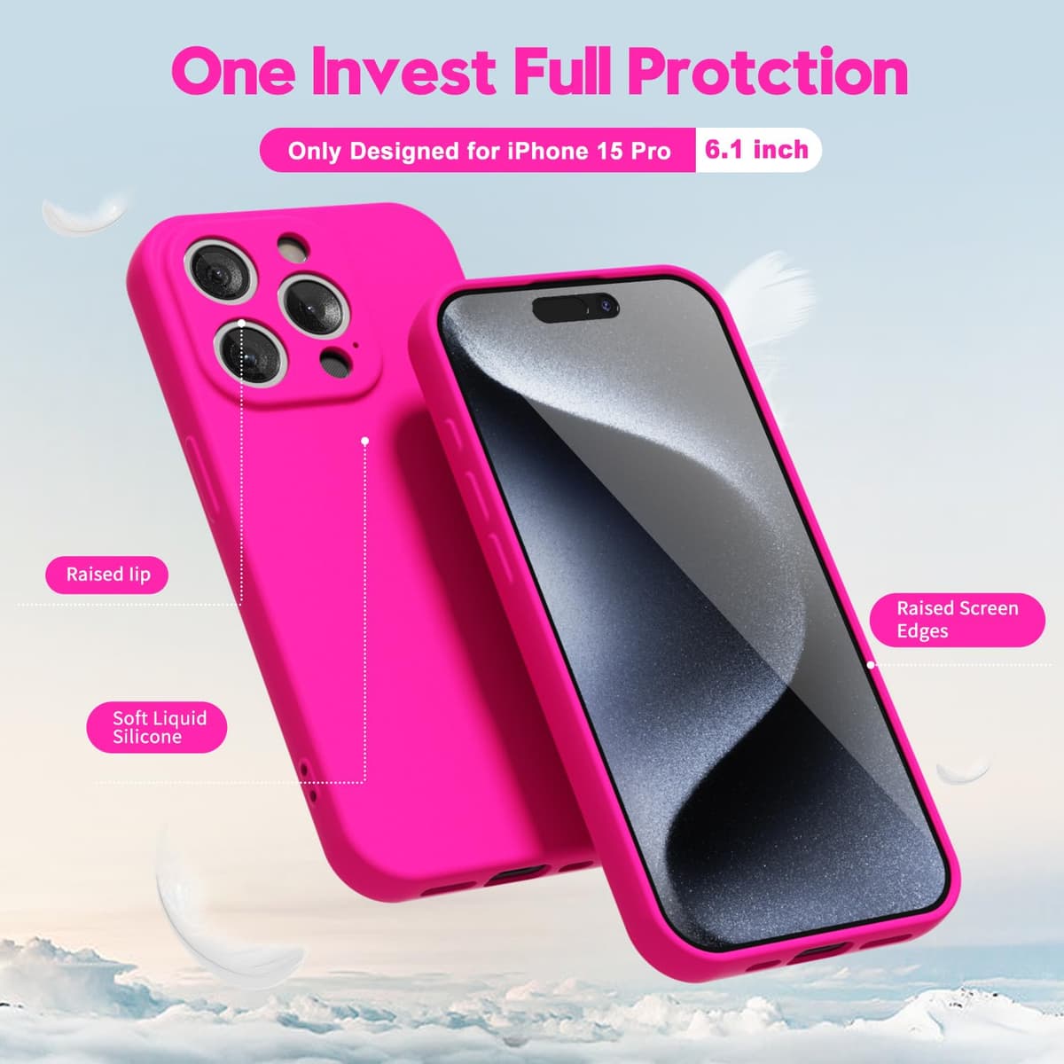 oakxco for iPhone 17 Pro Max Phone Case Liquid Silicone, Cute Thin Slim Grip Soft Rubber Gel for Women Men, Smooth Matte TPU Plain Solid Color Girly Simple Case with Camera Cover, Light Pink — view 1591