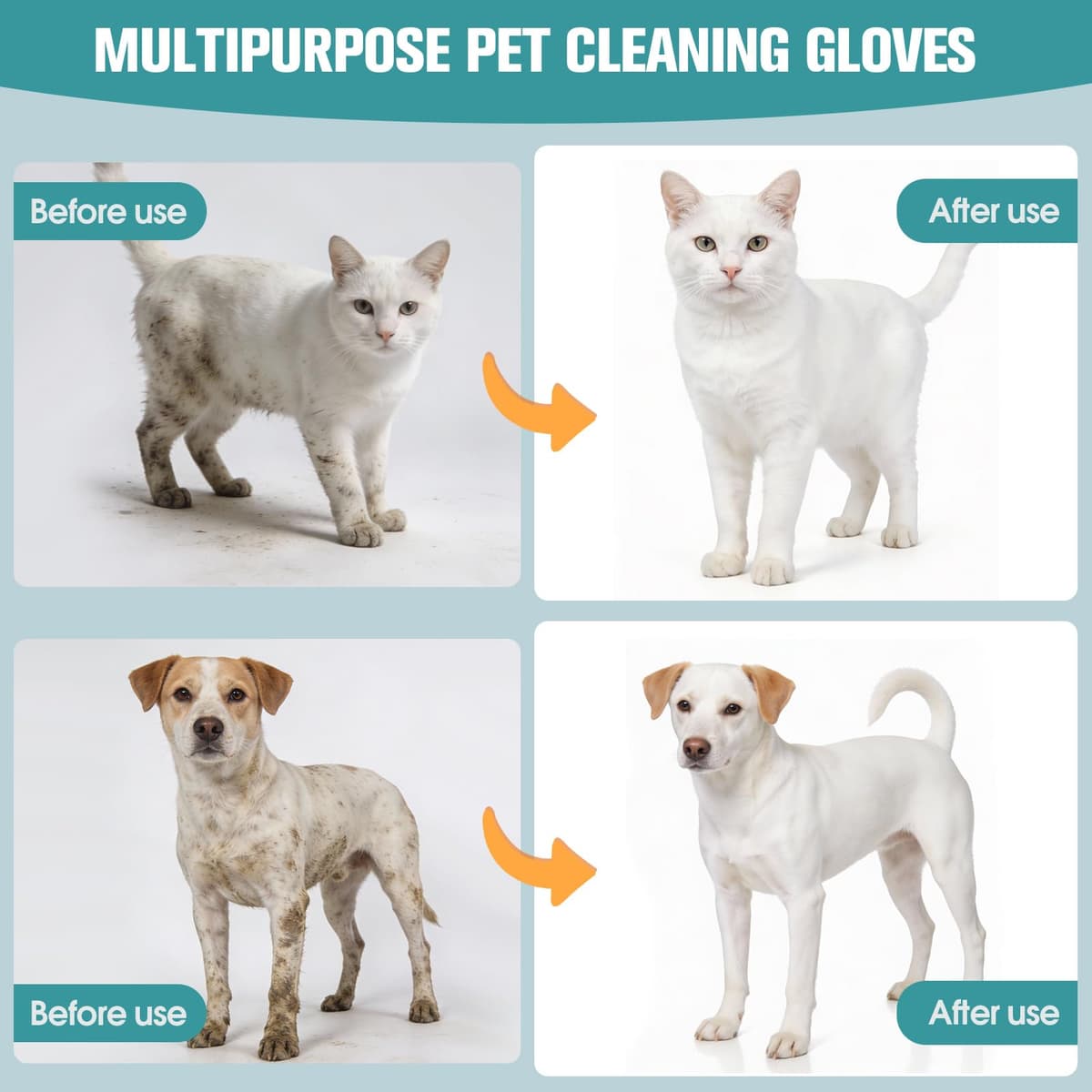 24 Piezas Guantes Lavar Perro Guantes Limpieza Hipoalergénicas Pet Wipes Guantes Cuidado Mascota para la Limpieza y el Cuidado Diario De Perros y Gatos — view 5