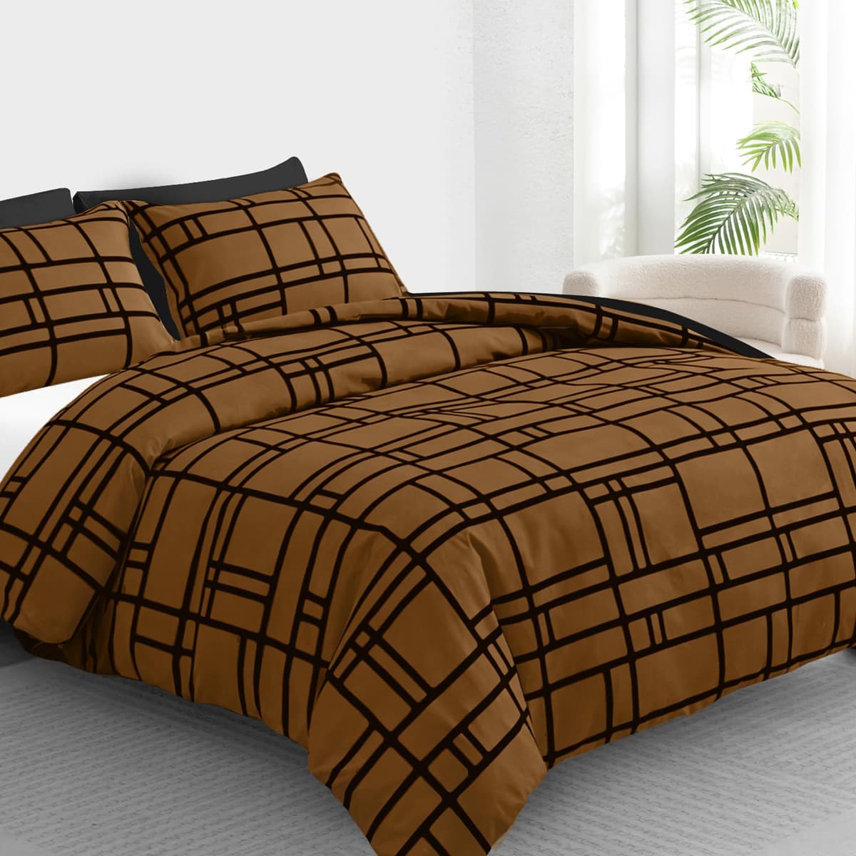 Pamposh 3 Pcs Single Duvet Cover Set with Matching Black Single Fitted Sheet 40 cm Extra Deep Pocket - UltraSoft Breathable Premium Microfibre Reversible Quilt Cover Bedding Set For All Seasons — view 45