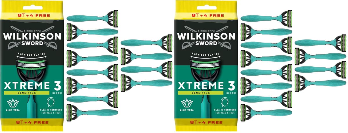 Wilkinson Sword Xtreme 3 Sensitive Men's Disposable Razors, Great Addition to Wash Bags for Men's Grooming, Great Shavers for Routine Shaving, 8 Pack — view 12