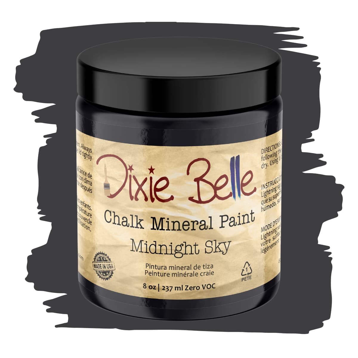 Dixie Belle Paint Company Chalk Finish Furniture Paint - Caviar (32oz) - Matte Black Chic Chalk Mineral DIY Furniture Paint — view 180