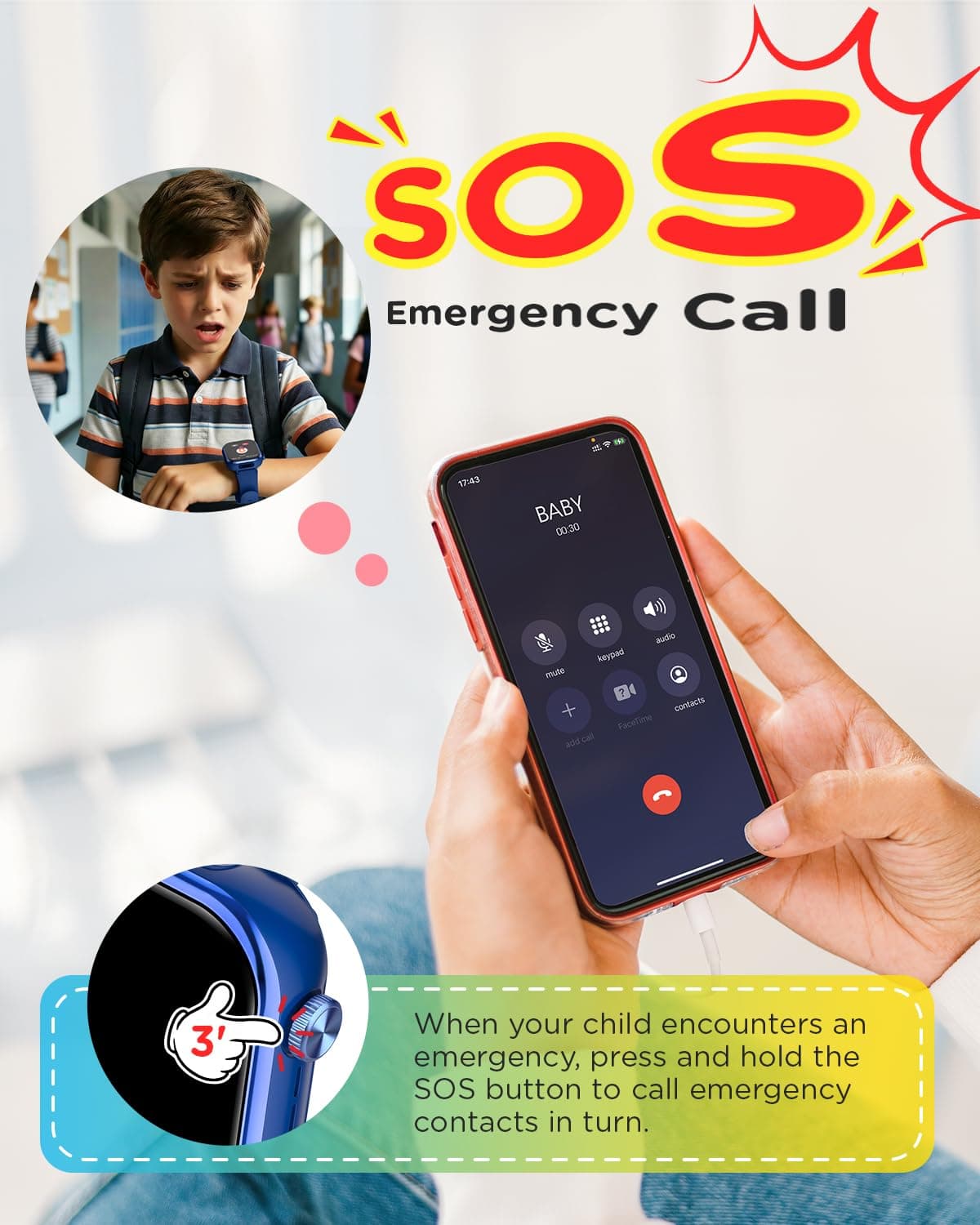 4G Reloj Inteligente Niño, 1.83'' HD Smartwatch Niños con GPS y Llamadas, Videollamadas, Chat de Voz, Modo Escuela, Doble Cámara, Monitor de Sueño, Podómetro, Despertador IP68 para Niñas Niños Azul — view 4