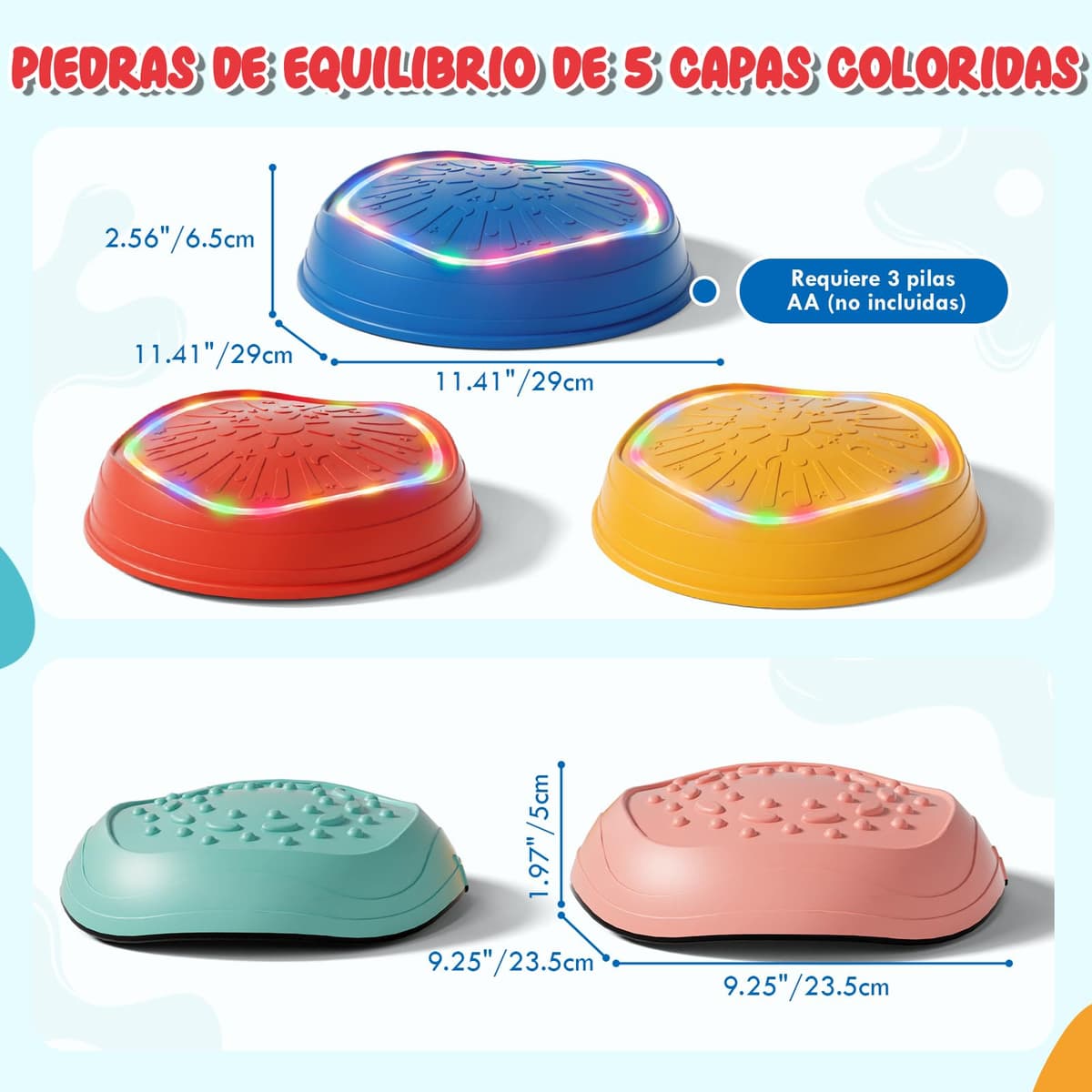 Lehoo Castle Piedras Equilibrio Niños con Luces y Música, Stapelstein Tabla de Equilibrio para Niños, Antideslizante Juguetes para Jardín, Juguetes de Exterior — view 7