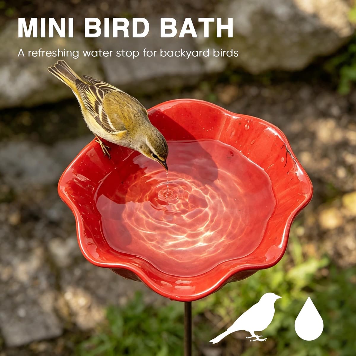 50 * 13cm Metal Flowers for Garden, Flower Bird Feeder, Metal Garden Flowers On Stakes, Metals Bird Bath, Gardens Bird Bath, Metals Bird Feeder, Flower-Shaped Bee Watering Station for Gardens (1pc) — view 3