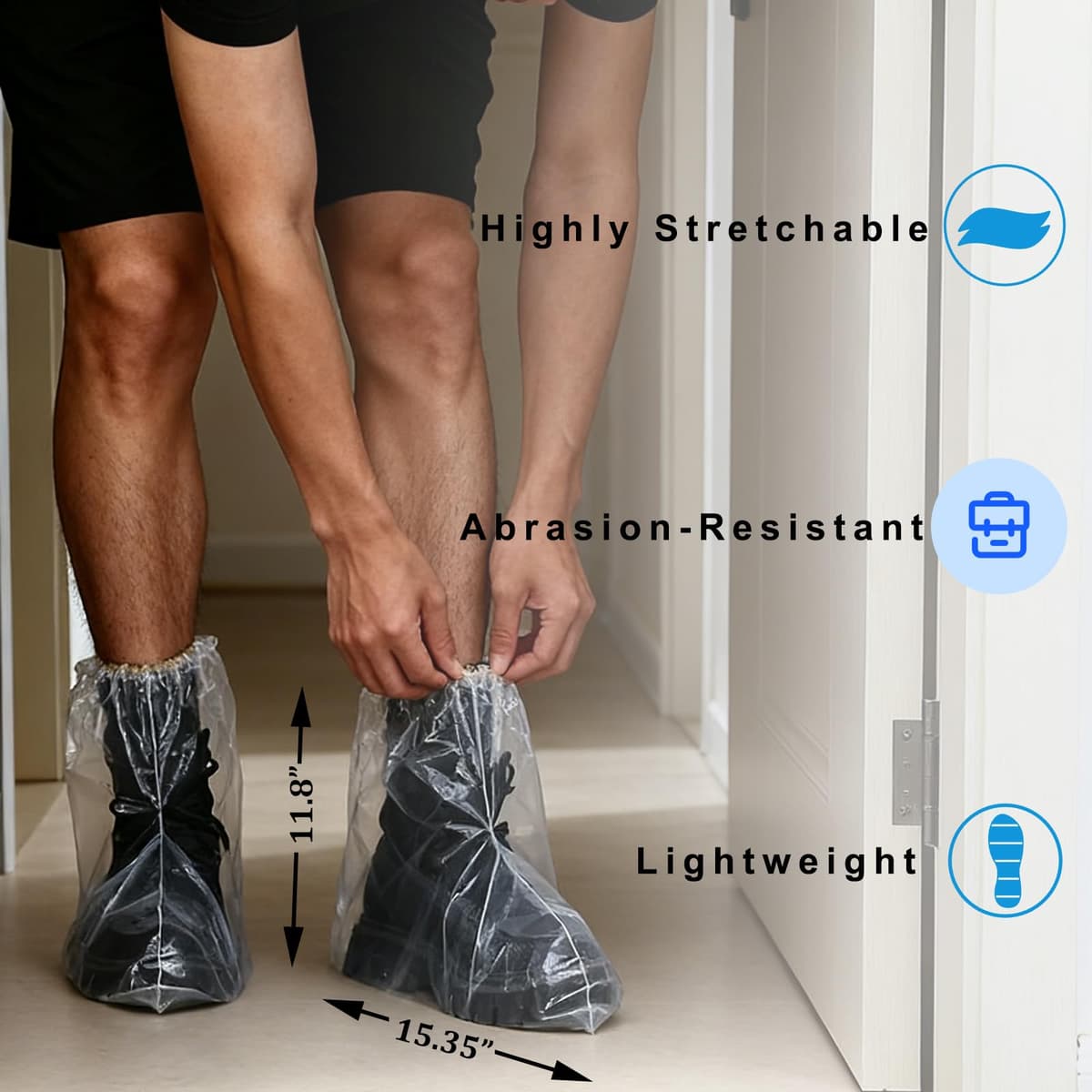 10 Pairs PE Waterproof Shoe Covers for Rain,Rain Shoe Covers,Disposable Rain Boots Covers,Indoor Outdoor Overshoes for Men and Women (Transparent) — view 2