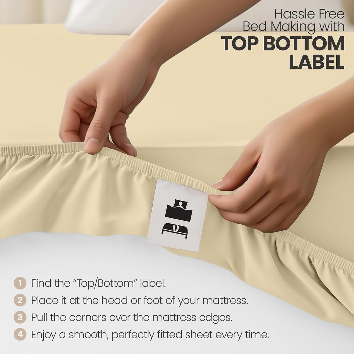 Utopia Bedding Fitted Sheet Small Double (2 Pack), Beige - Deep Pocket 14 inch (30 cm) - Oeko Tex Certified - Easy Care - Sof — view 5