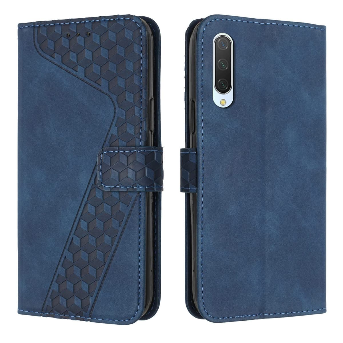 Funda para Xiaomi Mi CC9E/Xiaomi Mi A3, PU Cuero Flip Carcasa Fundas Móvil de Tapa Libro Caso Piel PU, Billetera Tarjetero Case Telefono Cubrir Móvil Phone Cover con Cáscara de TPU (Azul)