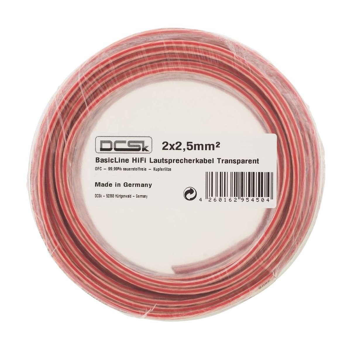 DCSk – 10m - 2 x 2.5mm² - Cable para Altavoces – Cable OFC para Altavoces, Adecuado para Altavoces de Coche, Cobre Puro sin oxígeno 99.99%, Transparente — view 5