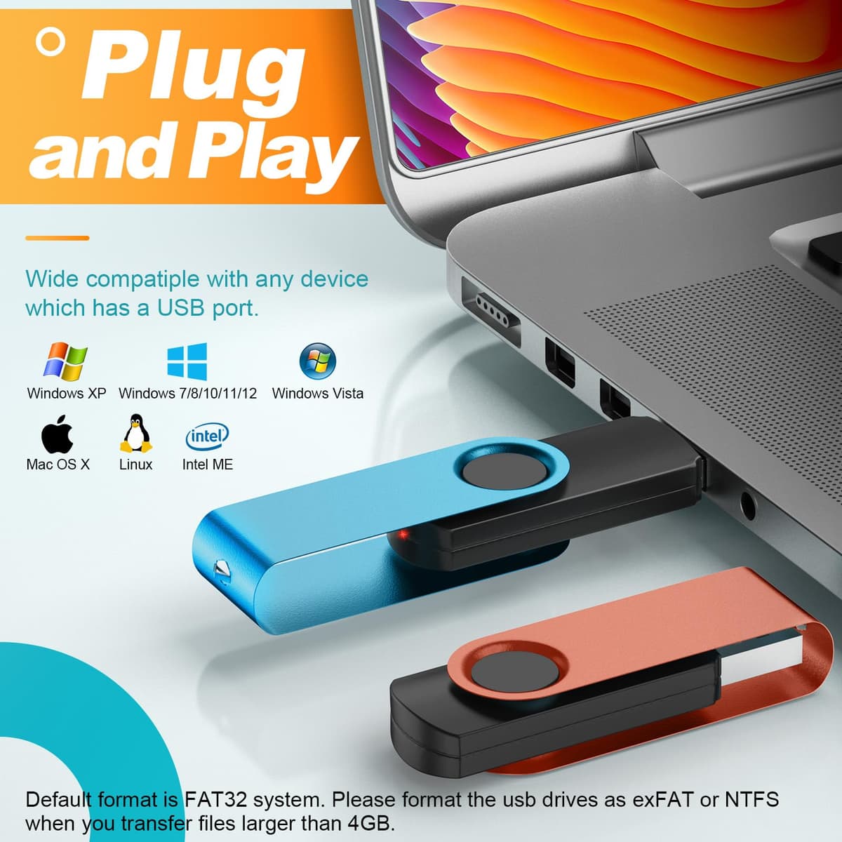 8GB 10 Piezas Memorias USB - Pendrive - Kepmem Rotatorio Multicolors USB 2.0 Memory Stick — view 3