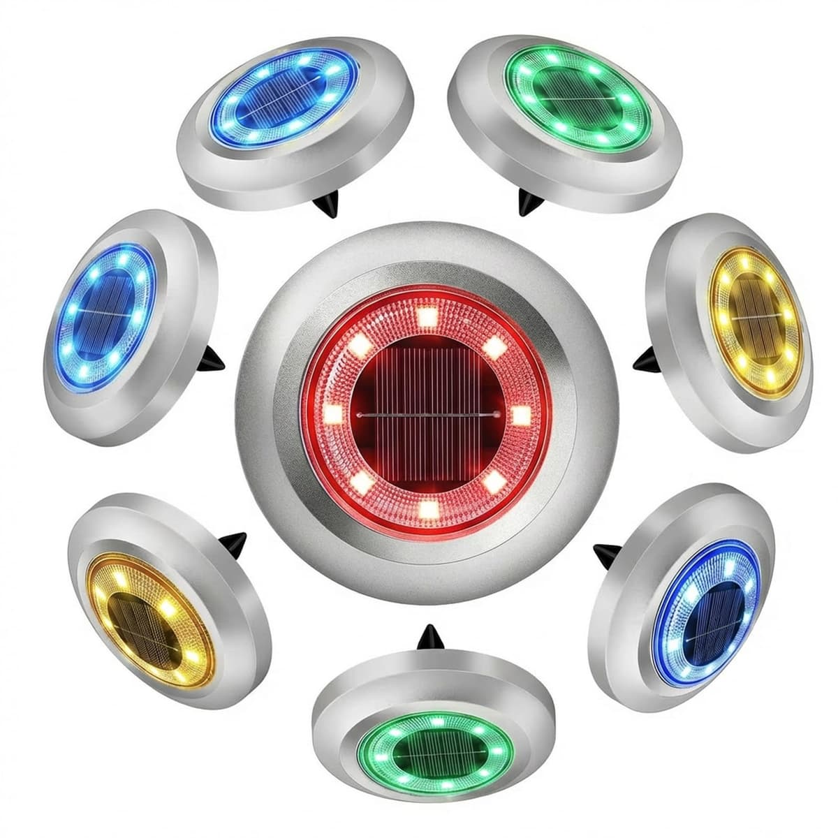 ZFITEI 8 Pack Solar Ground Lights Outdoor,8 LED Solar Garden Lights with 600mAh Battery & 8H Runtime for Lawn,Pathway（Warm White ） — view 11