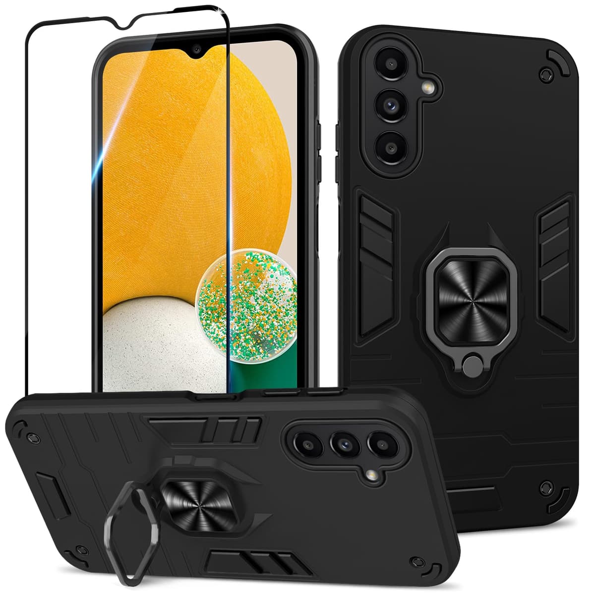 Funda para CMF Phone 2 Pro, Carcasa Antigolpes con Soporte anular metálico, Case Protectora de Grado Militar, Negro — view 1038
