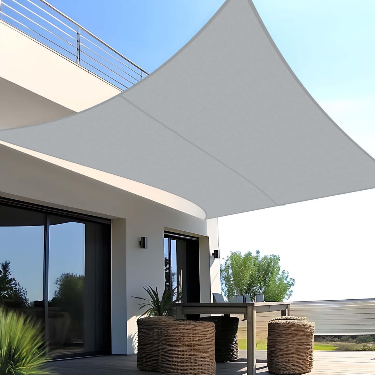 SUNNY GUARD Toldo Vela de Sombra Impermeable 3x3x3m Triangular a Prueba de Viento protección UV para Patio,Jardín, Exteriores, Terraza, Color Arena — view 9