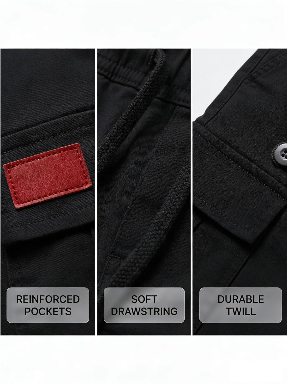 Pantalones cortos tipo cargo para hombre, con cordón y cintura elástica, para entrenamiento, gimnasio, con bolsillos — view 2