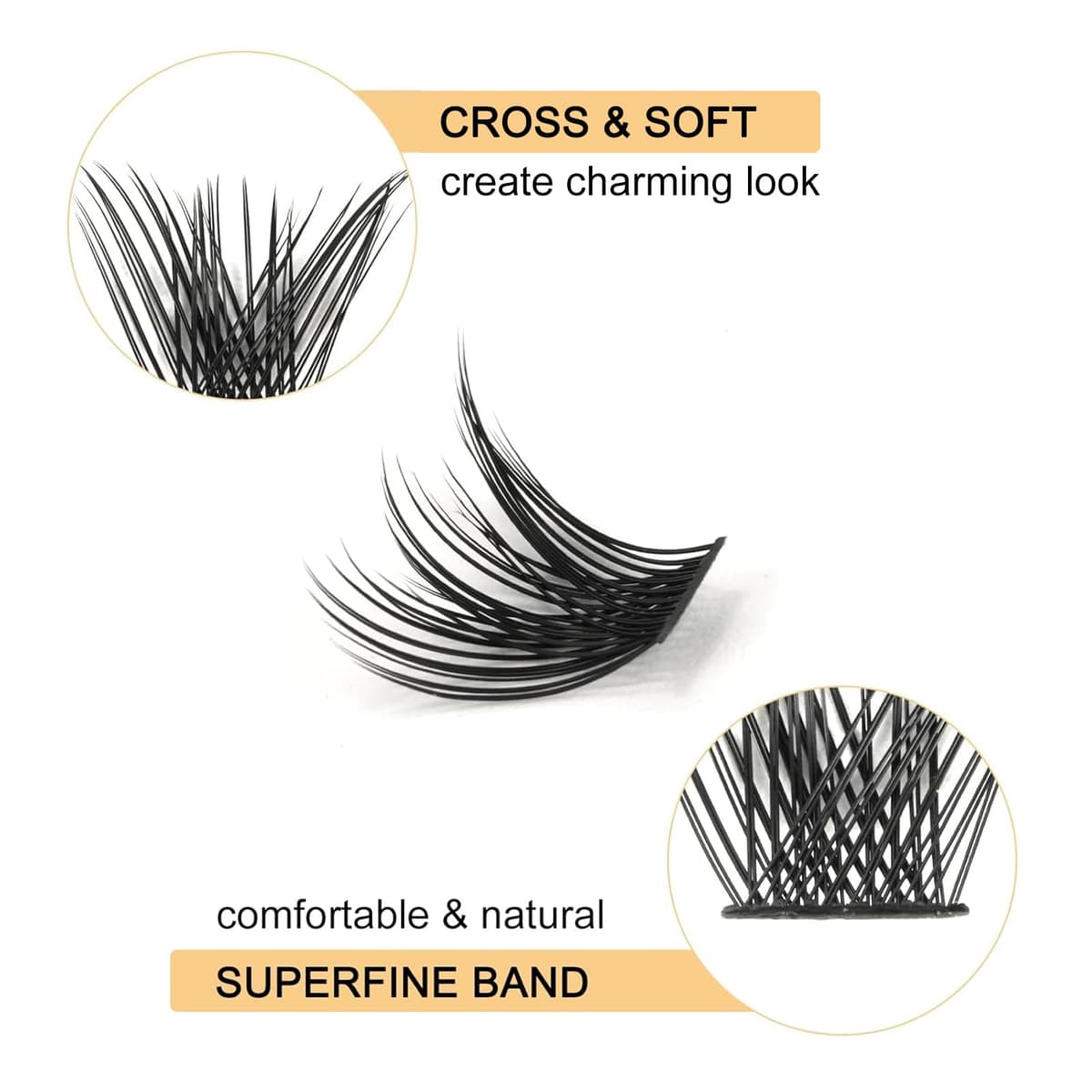 QUEWEL Individual Lashes 72 Pcs DIY Cluster Eyelashes C Curl 8mm Mega Matte Eyelashes Individual Volume False ELashes Soft & Light For Home Use(Flufy-C-8mm) — view 4