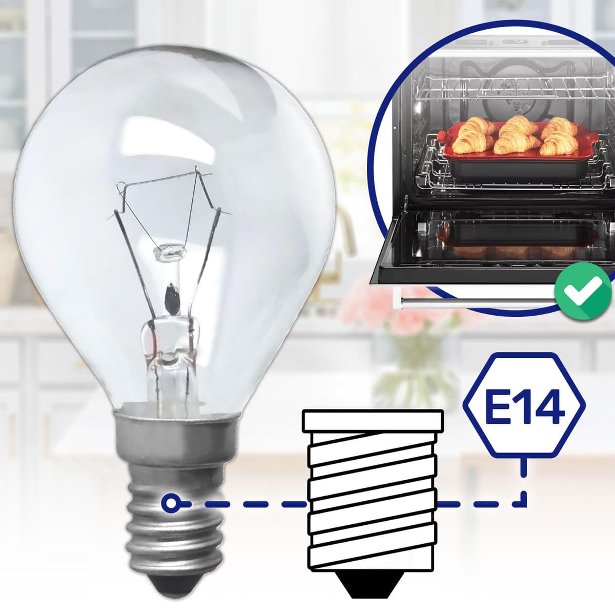 MONTERAL Bombilla E14 para Horno 230V 40W 300°С con Código Original 00057874 057874 para Bosch para Siemens 5027989000/3 50279890003 para Electrolux para AEG — view 2
