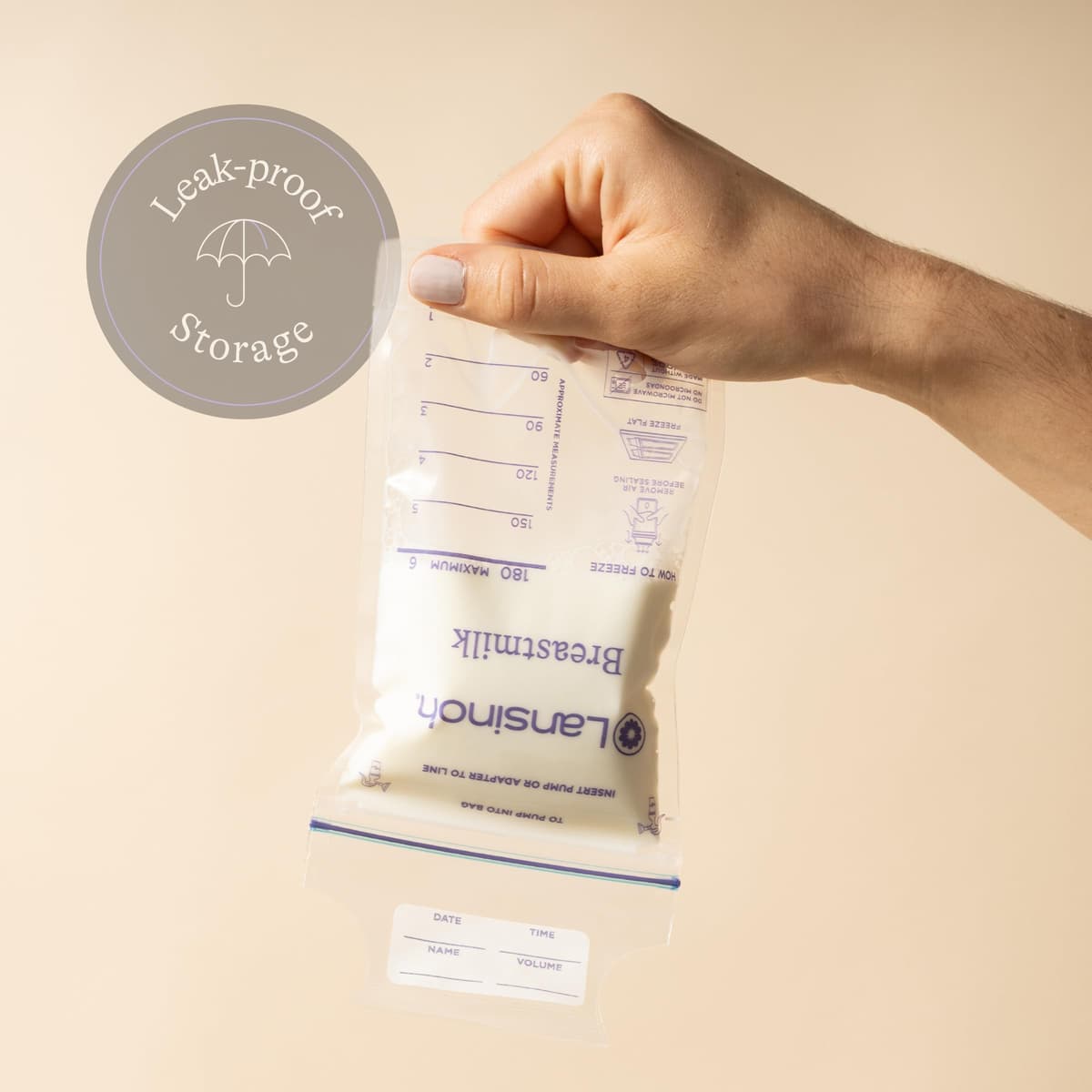 Lansinoh Breast Milk Storage Bags - Pre-Sterilised, Leakproof & BPA/BPS-Free - Fridge & Freezer Breastmilk Pouches - Pump into bag with Lansinoh Breast Pumps - Breastfeeding Essentials - 50 Pack — view 2
