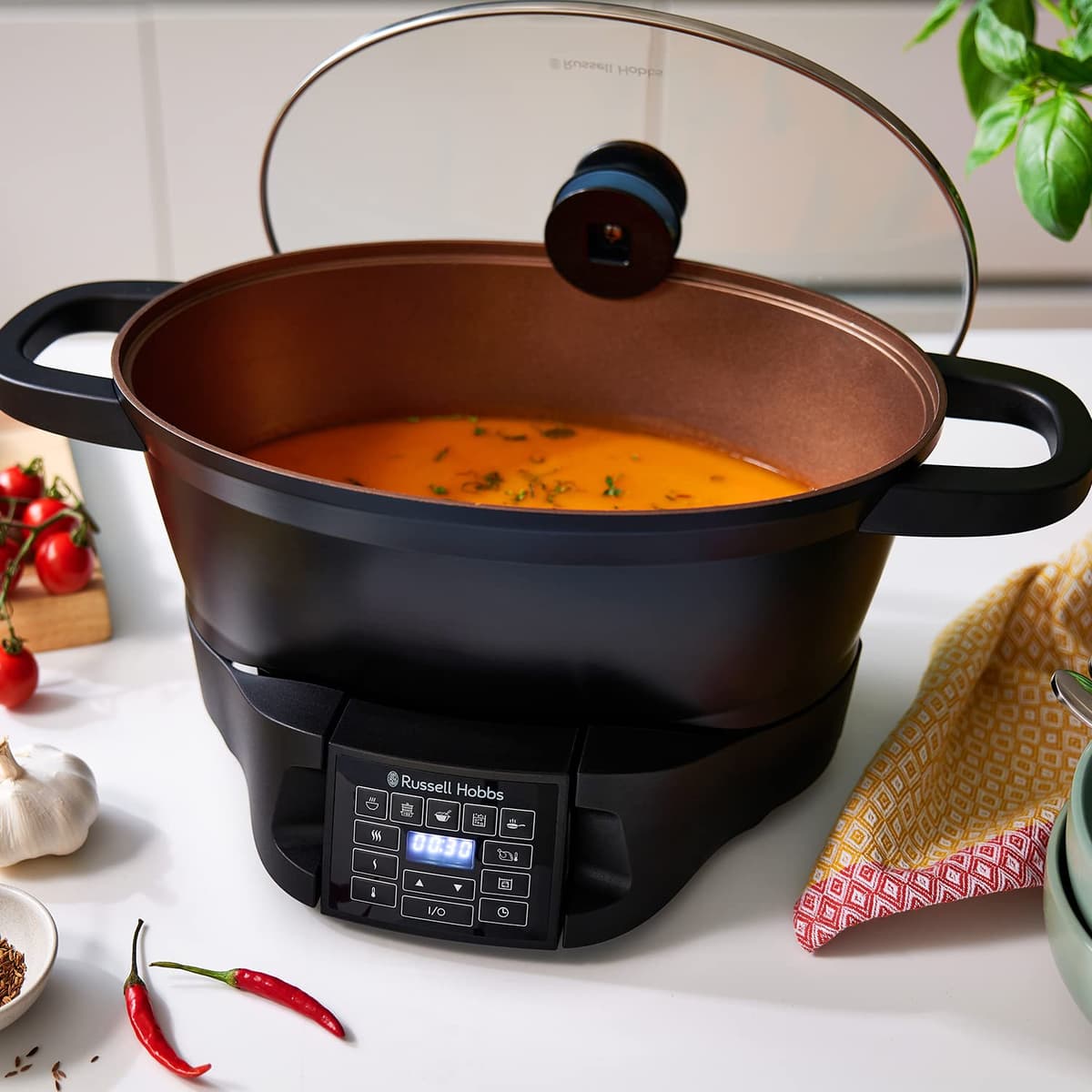 Russell Hobbs Good-to-Go 6.5L Electric Multicooker - 8 Digital functions inc Sear, Slow Cook, Steam, Boil, Keep warm & Roast, Cast aluminium housing, Glass lid, Dishwasher safe parts, 750W, 28270 — view 5