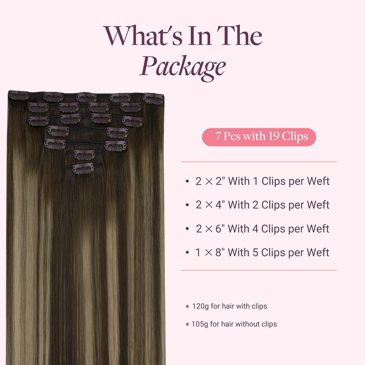 GOO GOO Clip in Hair Extensions Human Hair, 18inch 150g 9Pcs, #2 Dark Brown, Hair extensions for women, Human Hair Extensions Clip in — view 260