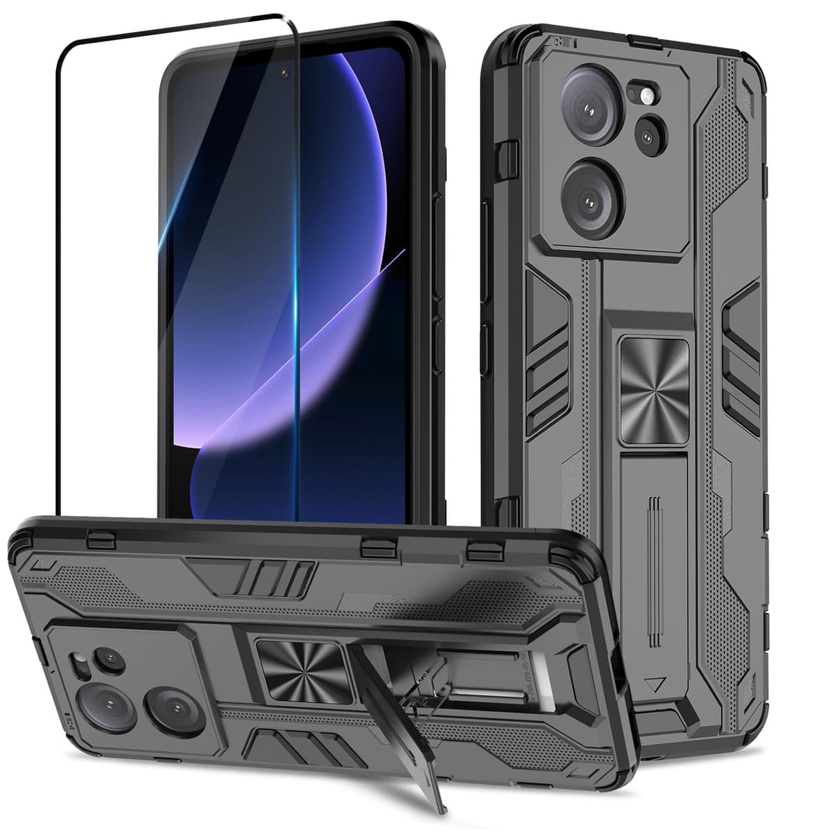 Funda para CMF Phone 2 Pro, Carcasa Antigolpes con Soporte anular metálico, Case Protectora de Grado Militar, Negro — view 1326